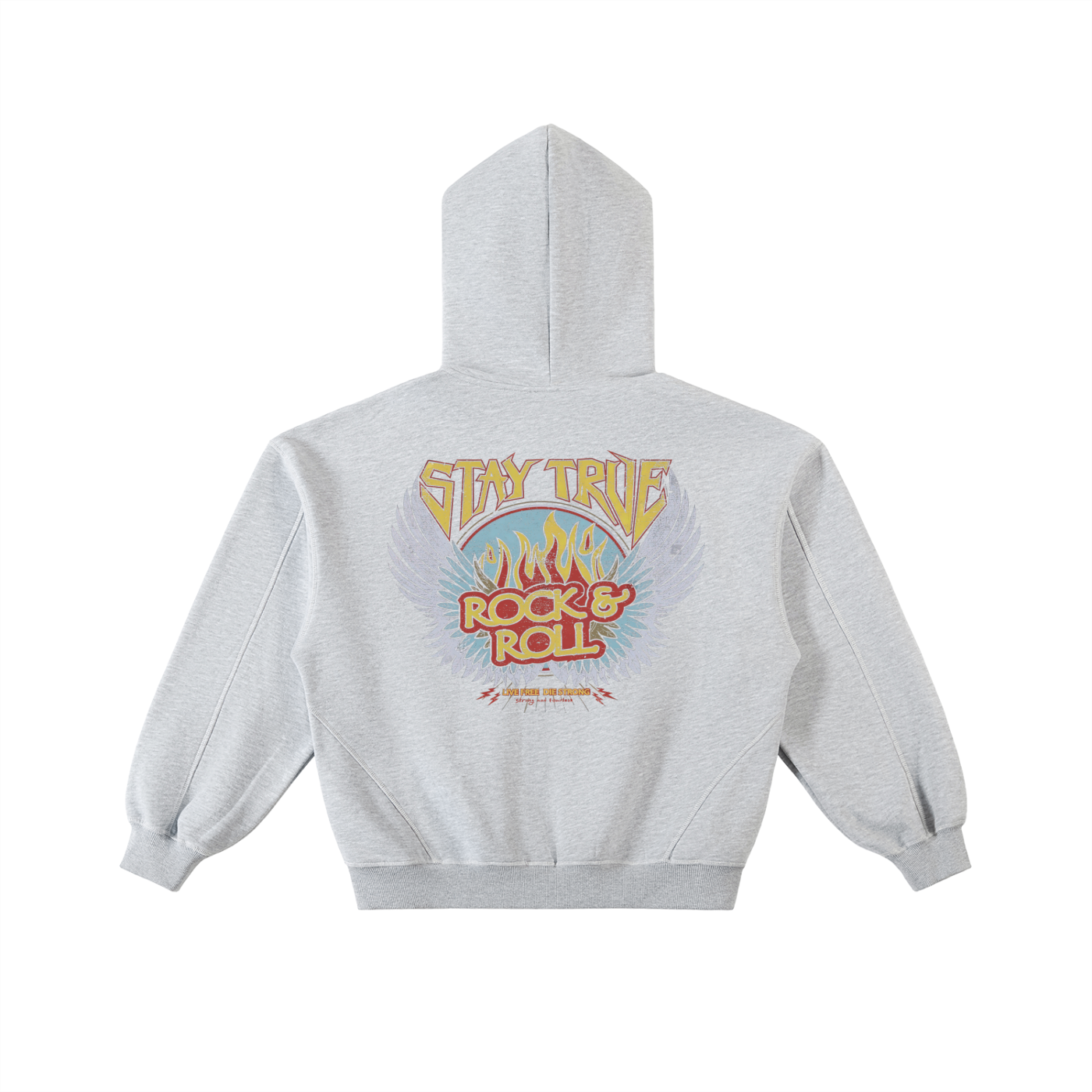 Contrast-Stitched Boxy Fleece Zip Hoodie