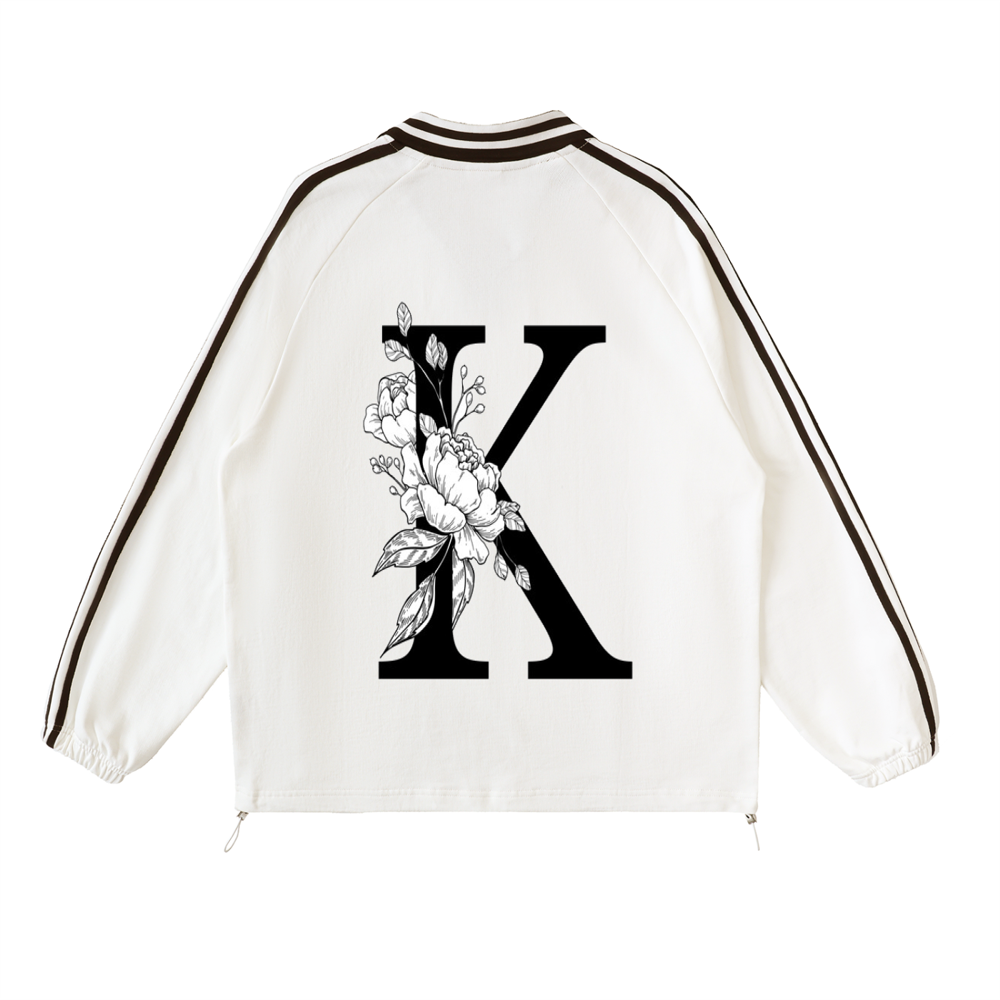 Contrast Striped Lapel Collar Sweatshirt