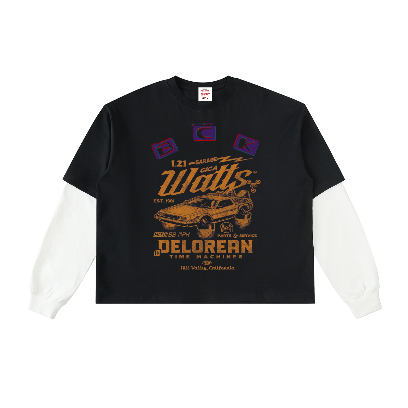 Layered Contrast Sleeve Cotton T-Shirt