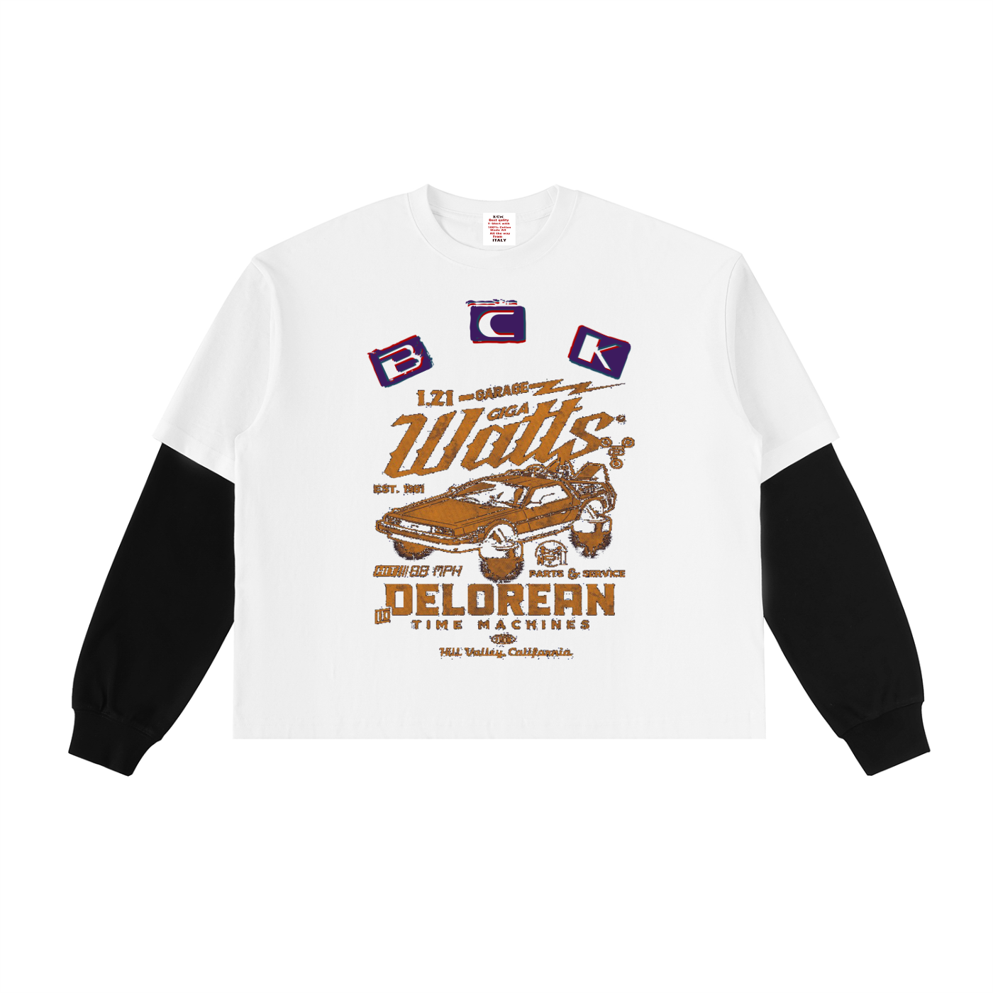 Layered Contrast Sleeve Cotton T-Shirt