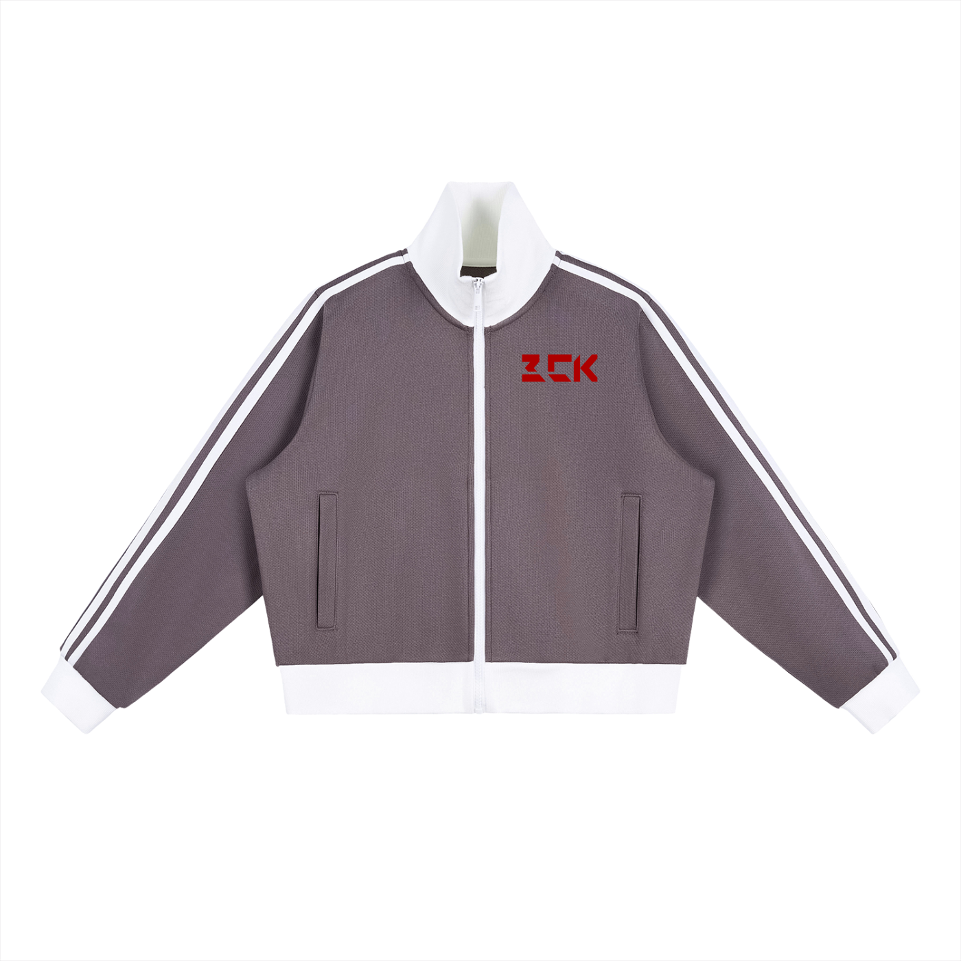 Contrast Side Stripe Fleece Cropped Track Jacket