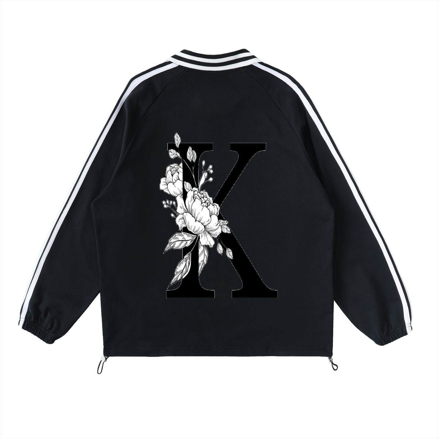Contrast Striped Lapel Collar Sweatshirt