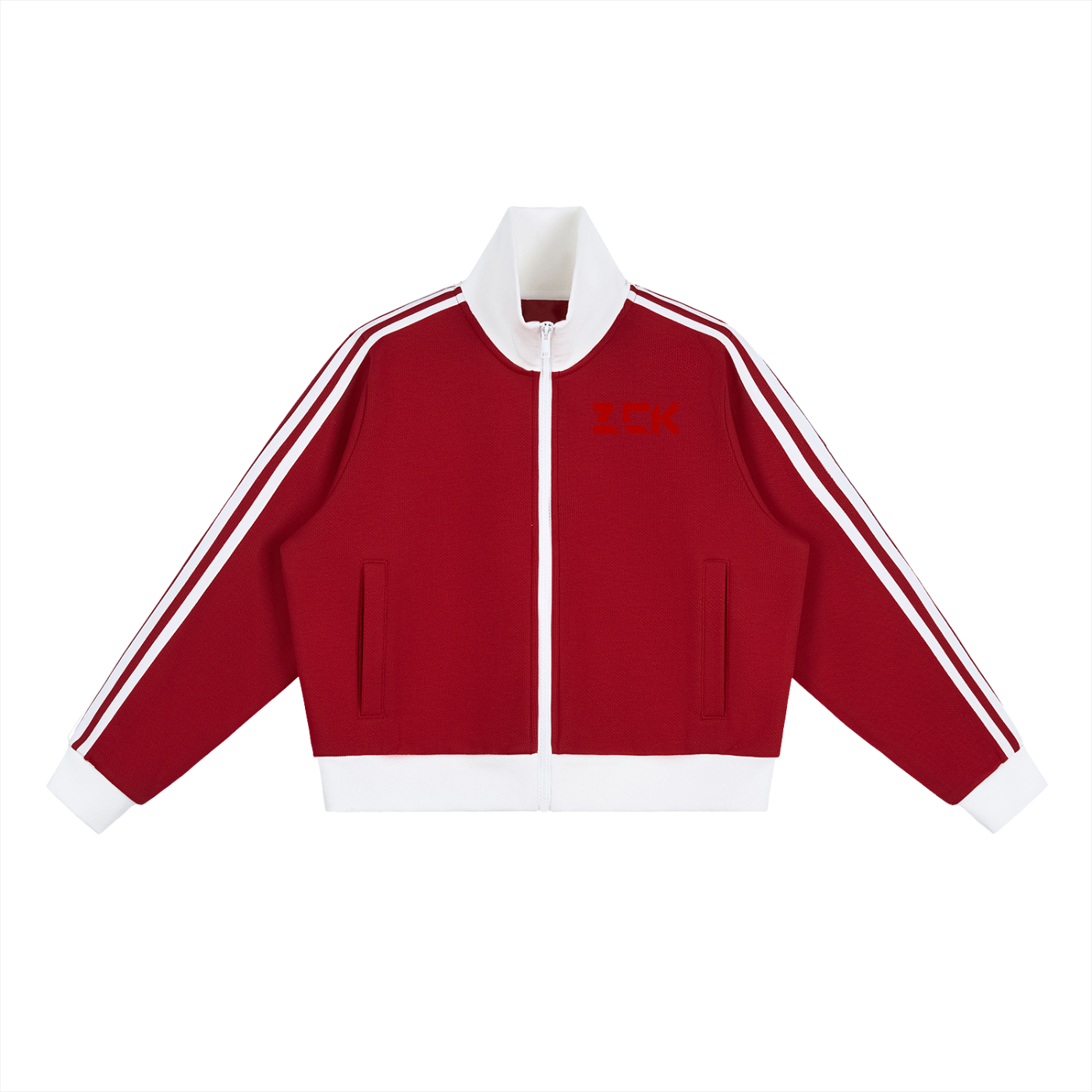 Contrast Side Stripe Fleece Cropped Track Jacket